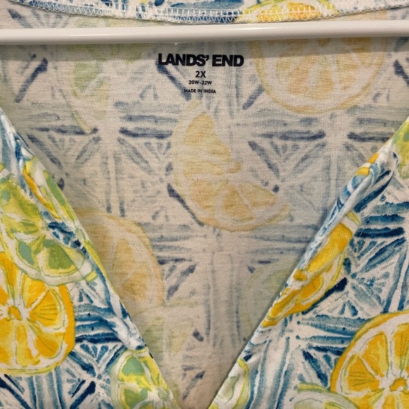 Lands' End Citrus and Blue Pattern Dress - Picture 3 of 5